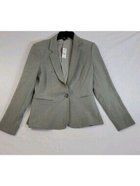NWT Express Women's Blazer Stretch One Button Padded Shoulder Sz 6 Gray $108
